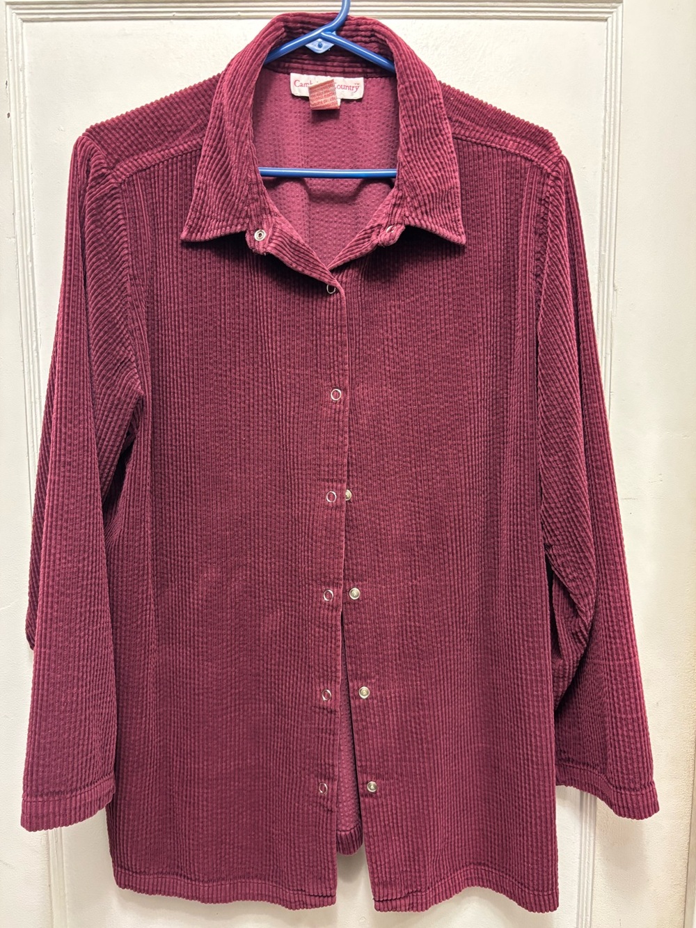 Cambridge Country Vintage Corduroy Top Color Burgundy Size Large Women Shacket